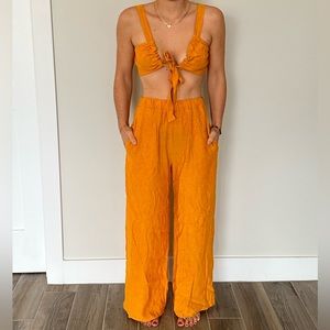 Anna Nata mustard yellow two piece pant set